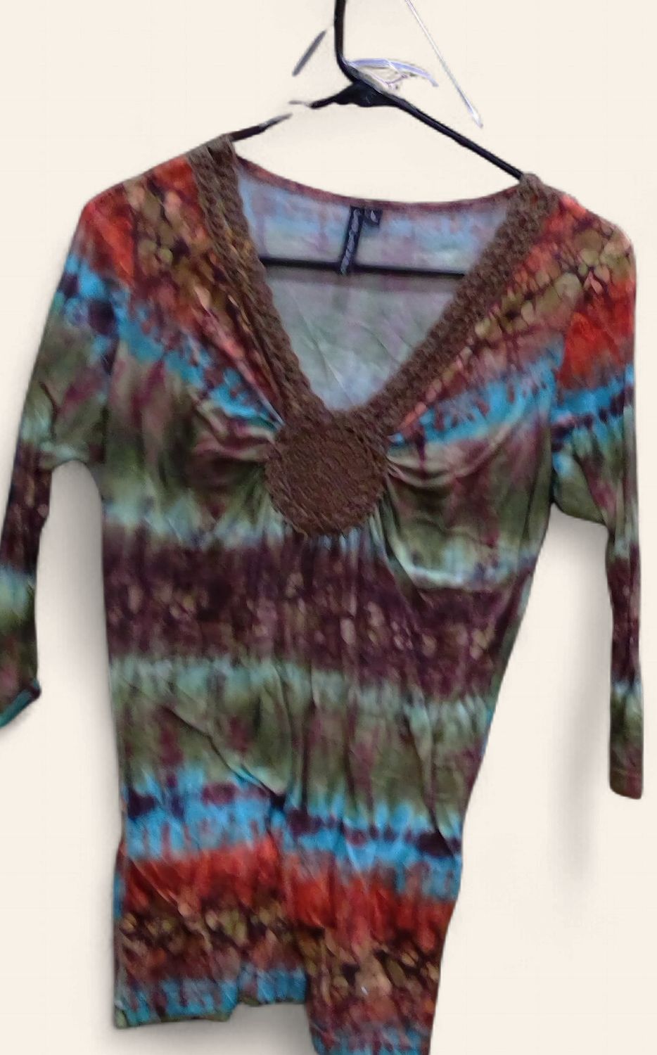 Cha Cha Vente Colorful Tie Dye Top  Brown MACRAME Size l
