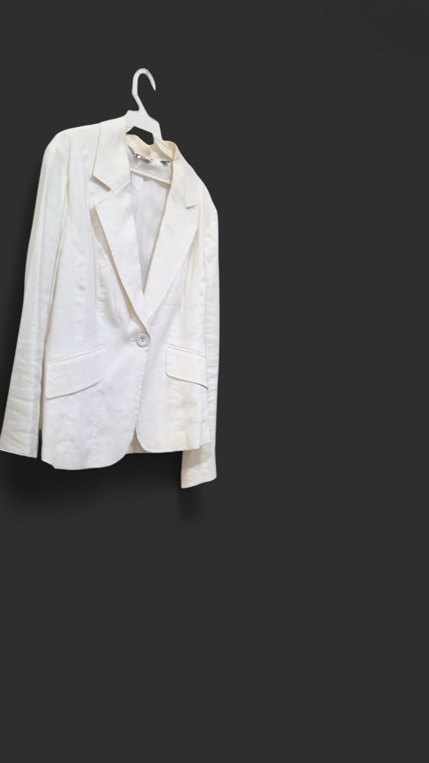 Womens Linen Blend Lined Prince Seam Detailer White Blazer Size 14