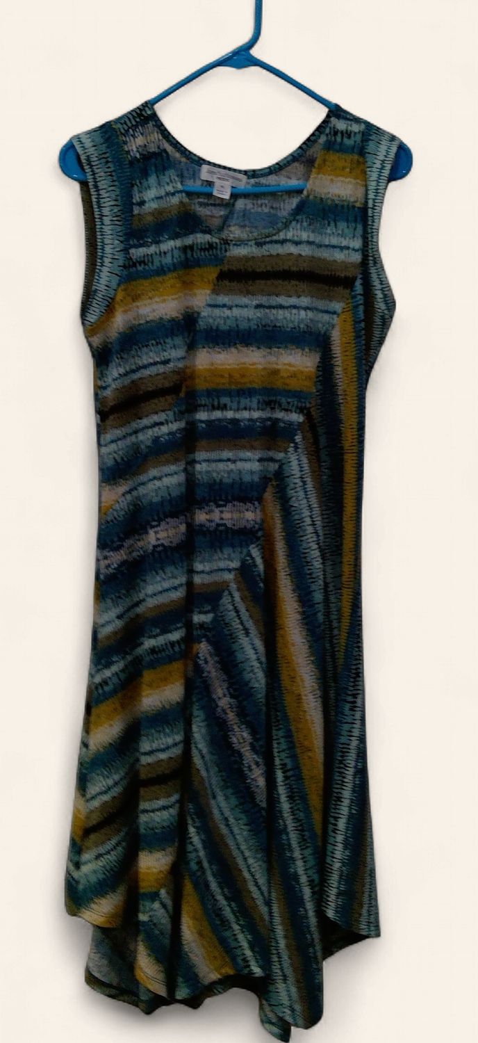 John Paul Richard Petite Dress Teal Yellow Black Design Size pl John Paul Richard Petite Dress Teal Yellow Black Design Size pl