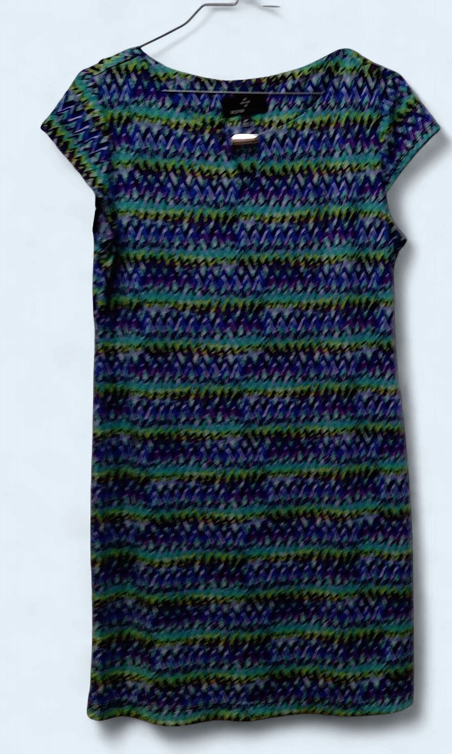Ronni Nicole Dress Geometric Chevron Print Blue Green Yellow Size 8p Ronni Nicole Dress Geometric Chevron Print Blue Green Yellow Size 8p