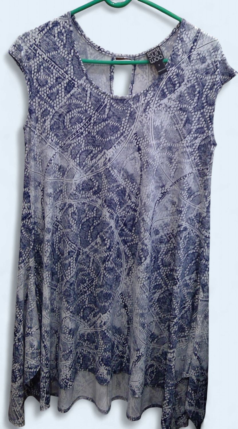 Clara Sun WooBlue Printed Sleeveless Dress Size s