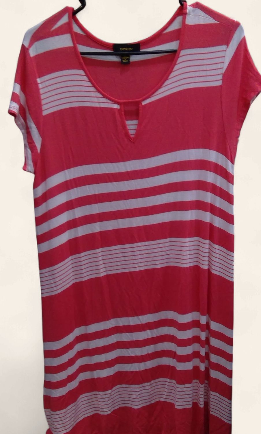 Espresso Coral White Striped Design Dress Sign xl Espresso Coral White Striped Design Dress Sign xl
