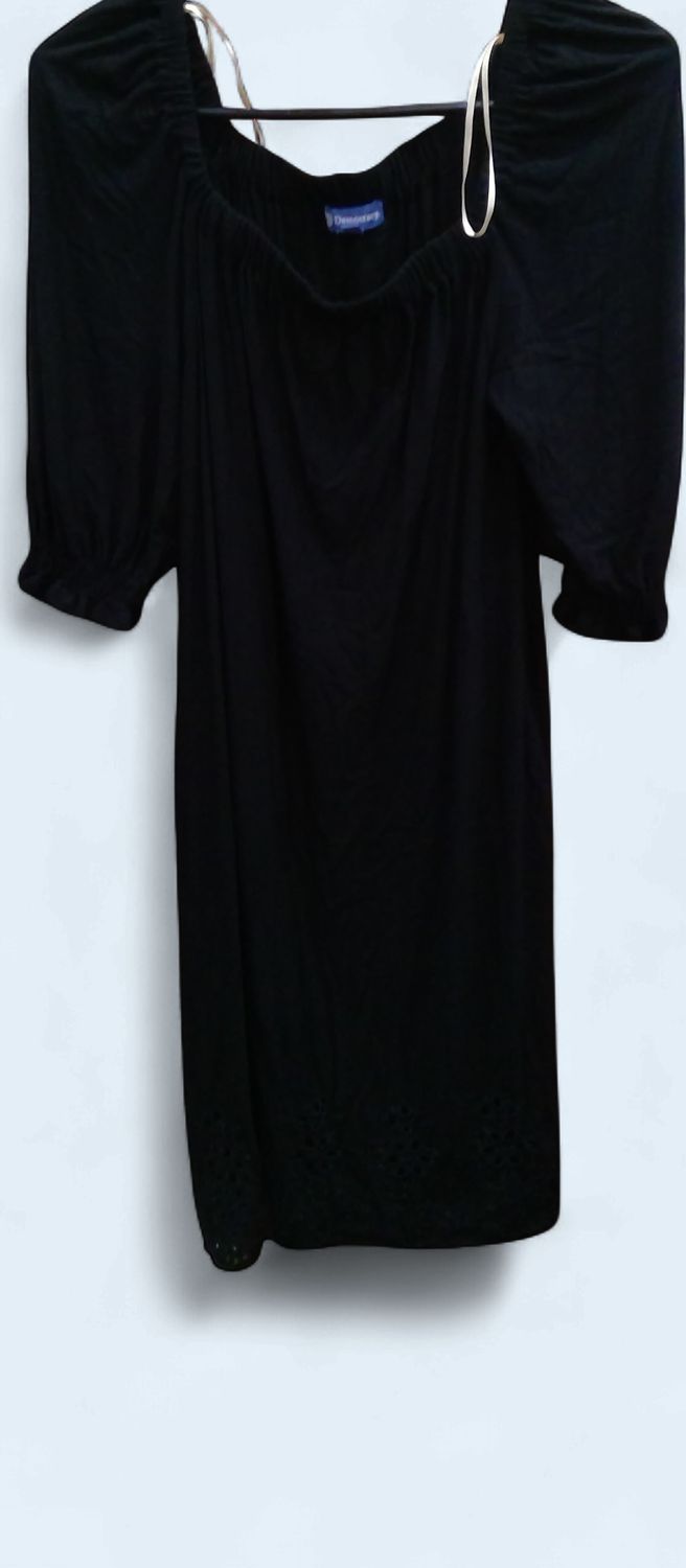 Democracy Black Broderie Anglaise Mini Dress Detailing Along Hem Size xs Democracy Black Broderie Anglaise Mini Dress Detailing Along Hem Size xs