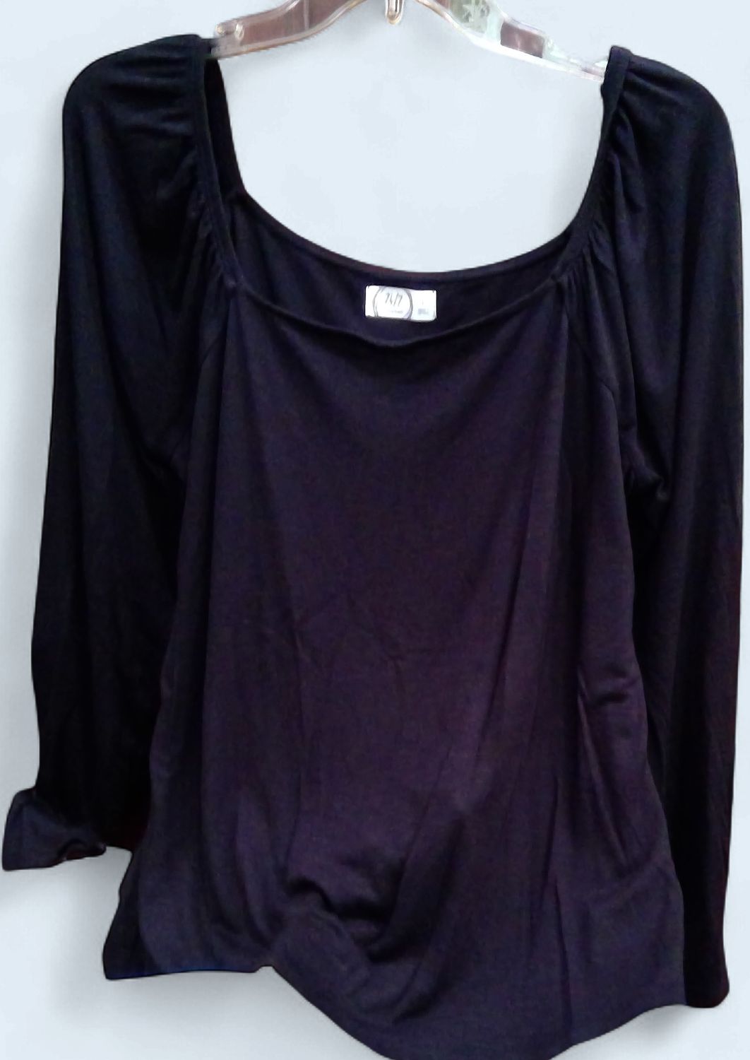 Maurices 24/7 Black Shirt Gathered Shoulder Detail Size l Maurices 24/7 Black Shirt Gathered Shoulder Detail Size l