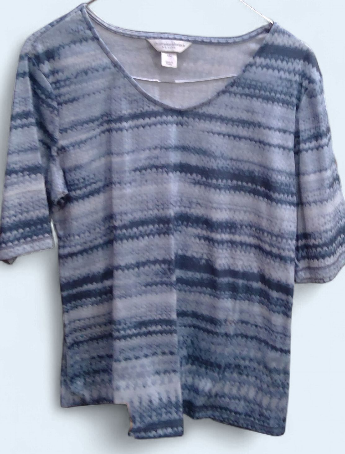 Christopher & Banks Blue Striped Shirt V Neck Size pm Christopher & Banks Blue Striped Shirt V Neck Size pm