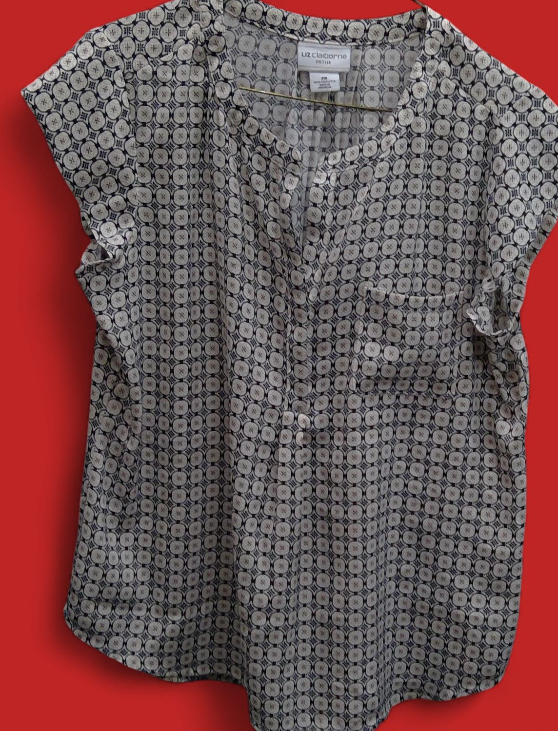 Liz Claiborne Geometric Print Blouse Size pm Liz Claiborne Geometric Print Blouse Size pm