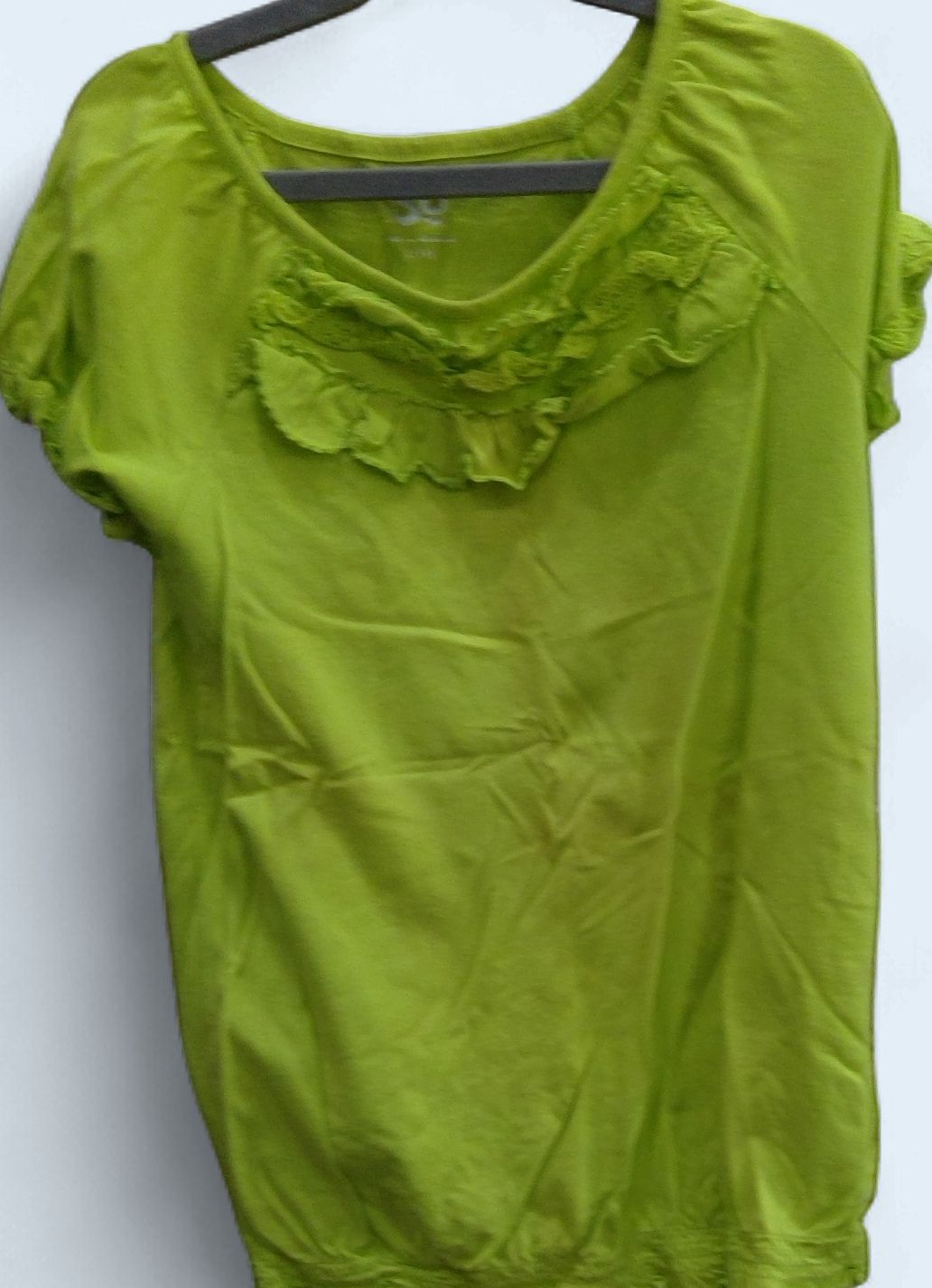 So Lime Green Kids Shirt Ruffled Neckline Size 14 So Lime Green Kids Shirt Ruffled Neckline Size 14