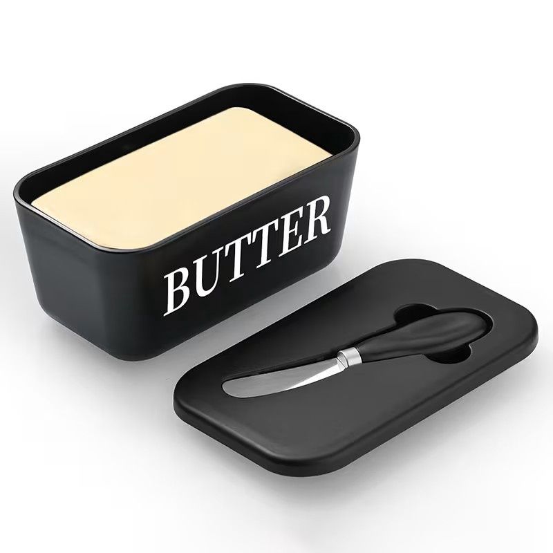 Black Butter Dish with knife Black Butter Dish with knife