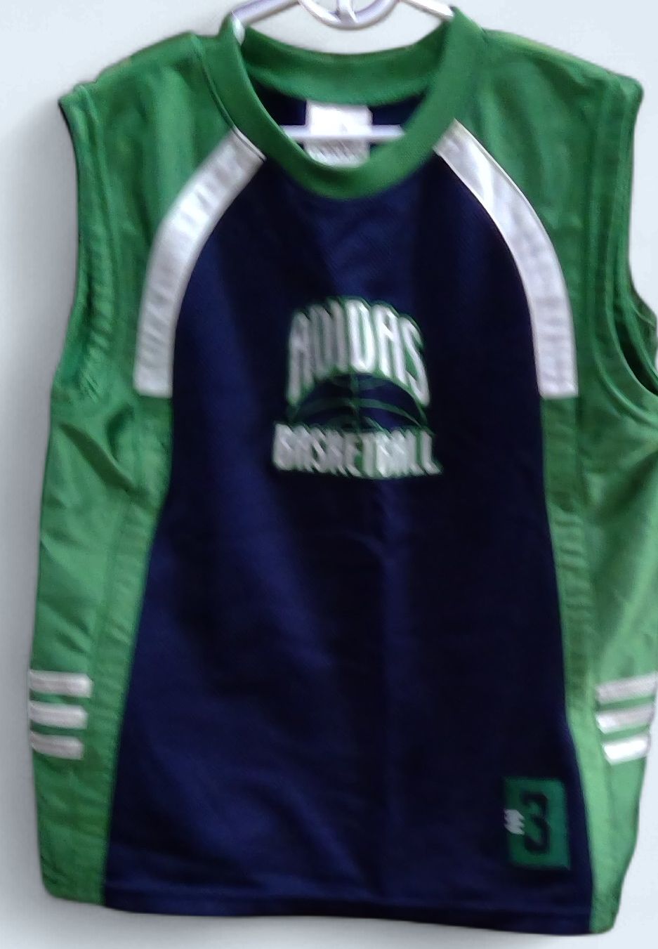 Adidas Boys Basketball Jersey Green White Size  7