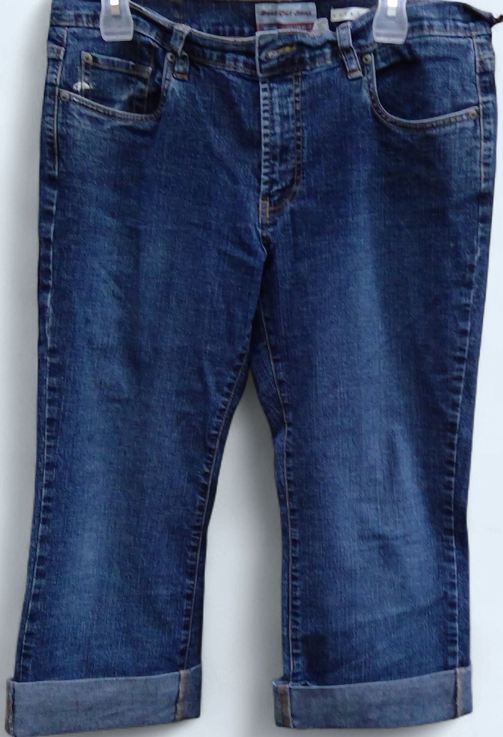 Old Navy Blue Denim Capris With Cuffed Hem Size 12