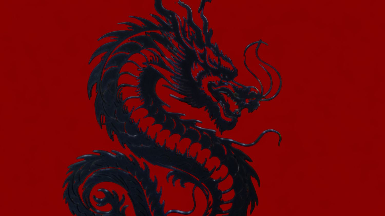 3 D Black flat Dragon
