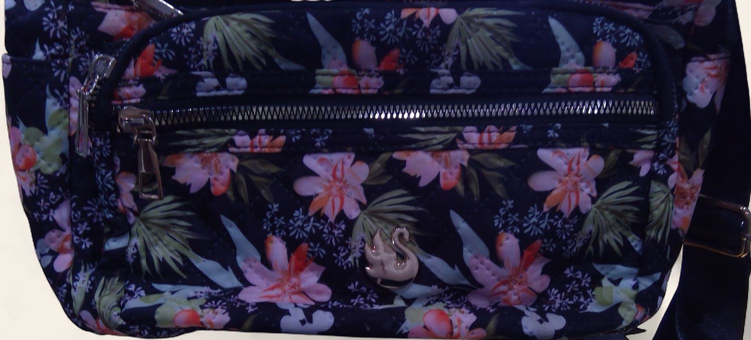 Swan Black Floral Purse Swan Black Floral Purse