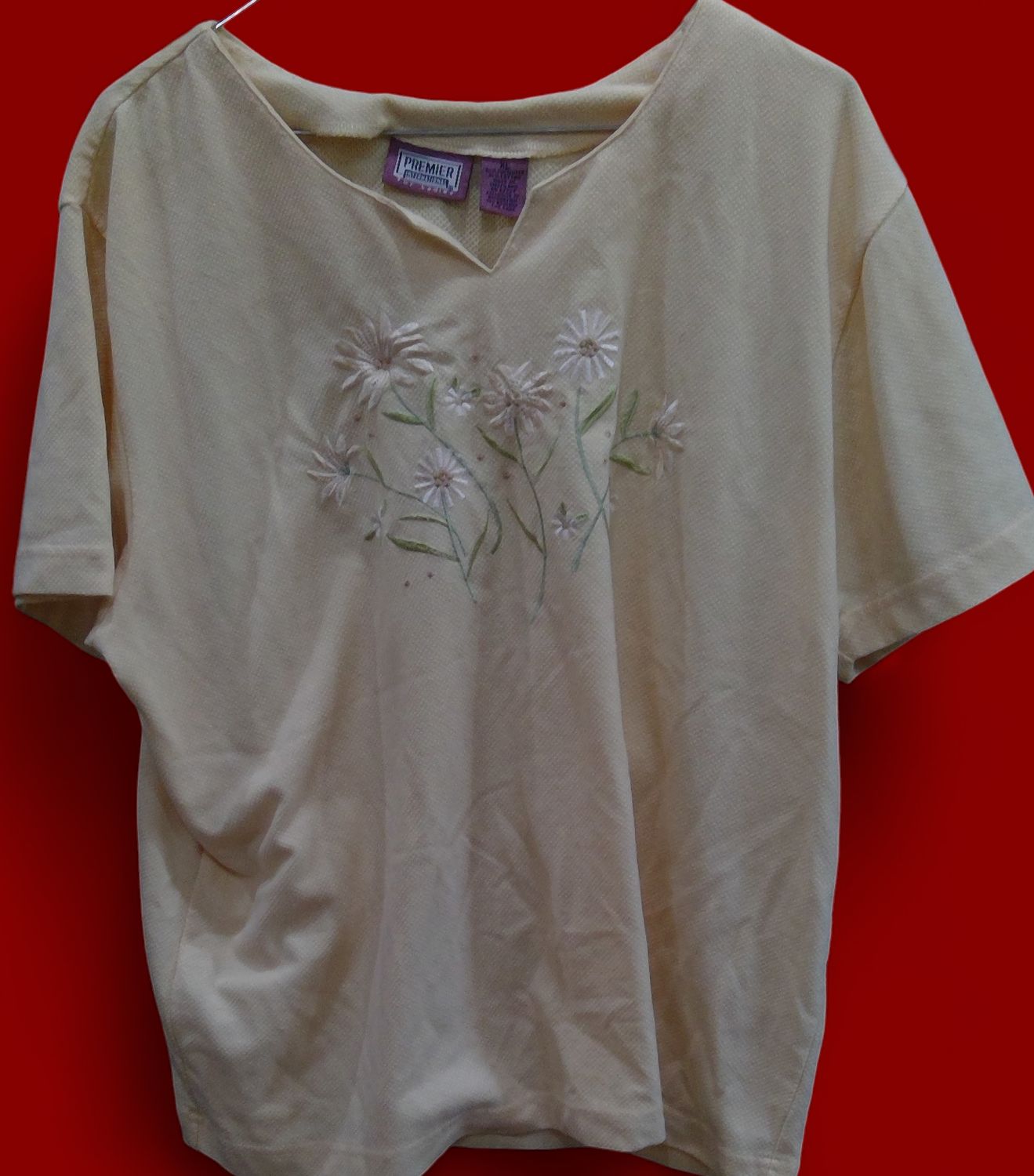 Premier Internatinal Yellow Shirt With Daisies Size xl Premier Internatinal Yellow Shirt With Daisies Size xl