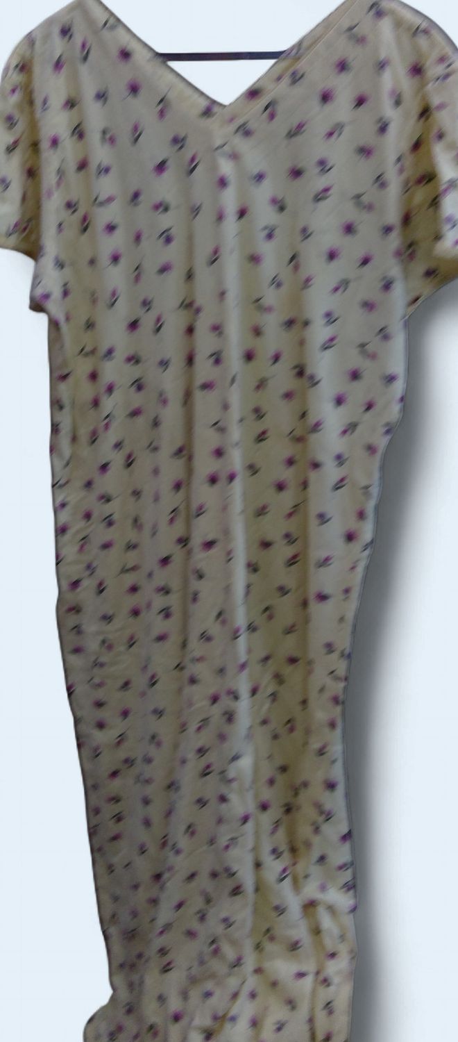 Roamans Yellow V Neck Dress Pink Purple Floral Print Size l Roamans Yellow V Neck Dress Pink Purple Floral Print Size l