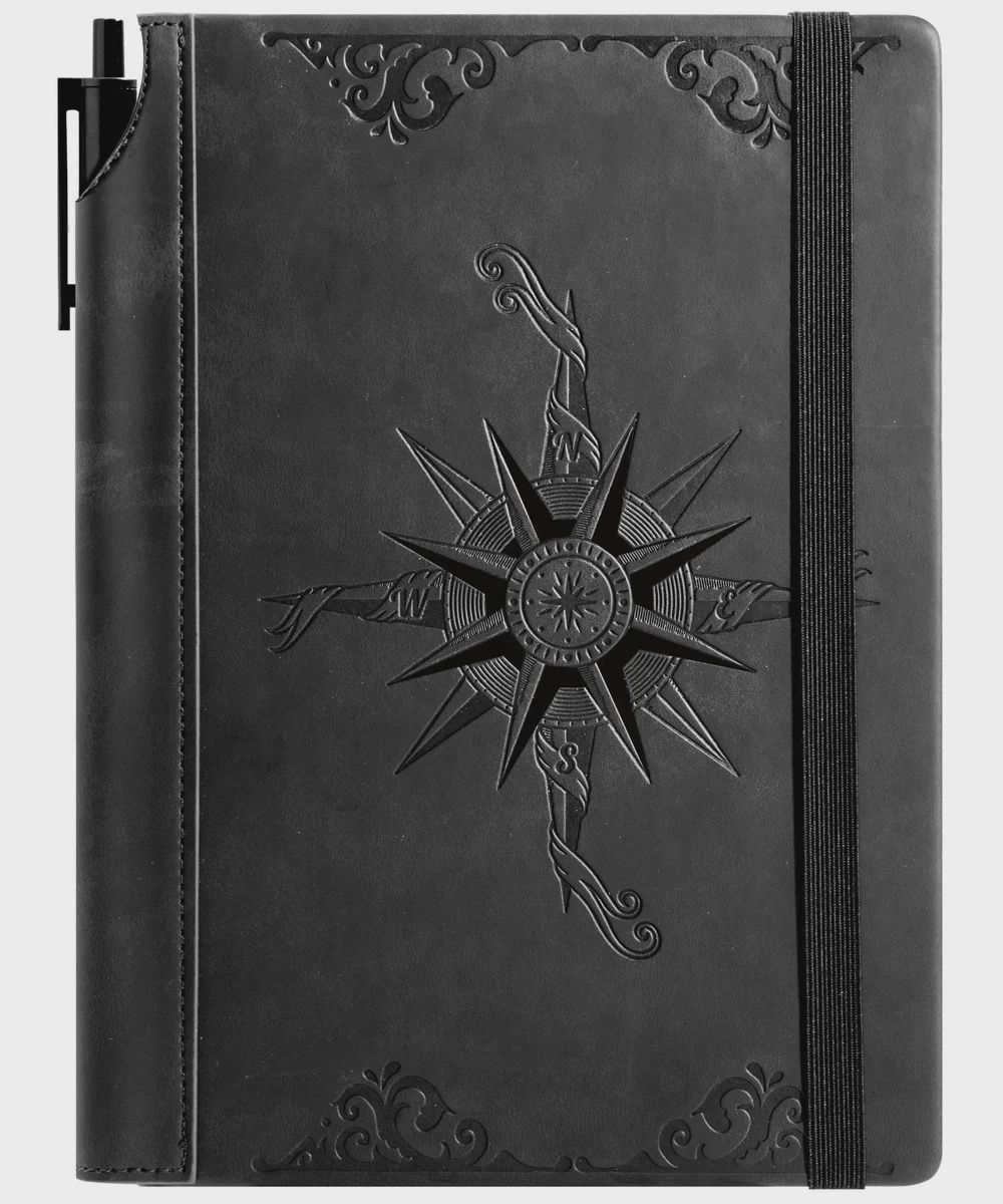 CAGIE Leather Compass Journal A5 Hardcover Notebook with Pen CAGIE Leather Compass Journal A5 Hardcover Notebook with Pen