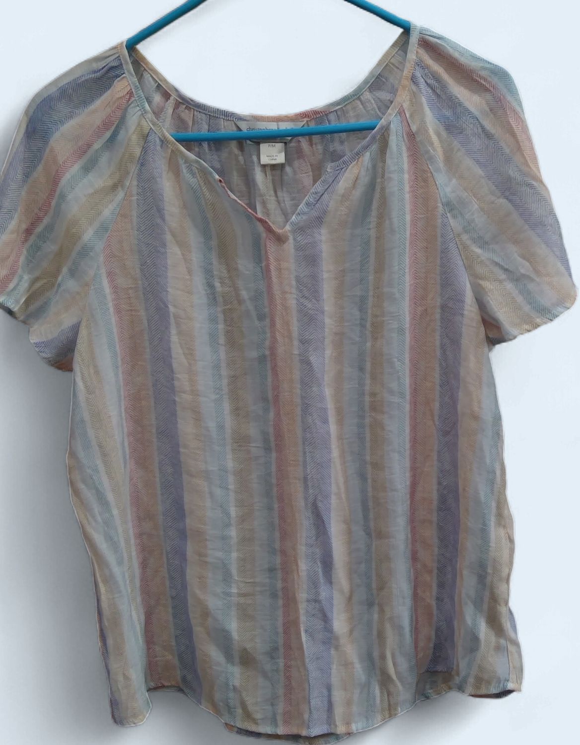 Christopher & Banks Blouse Pastel Striped Pattern Size pm Christopher & Banks Blouse Pastel Striped Pattern Size pm