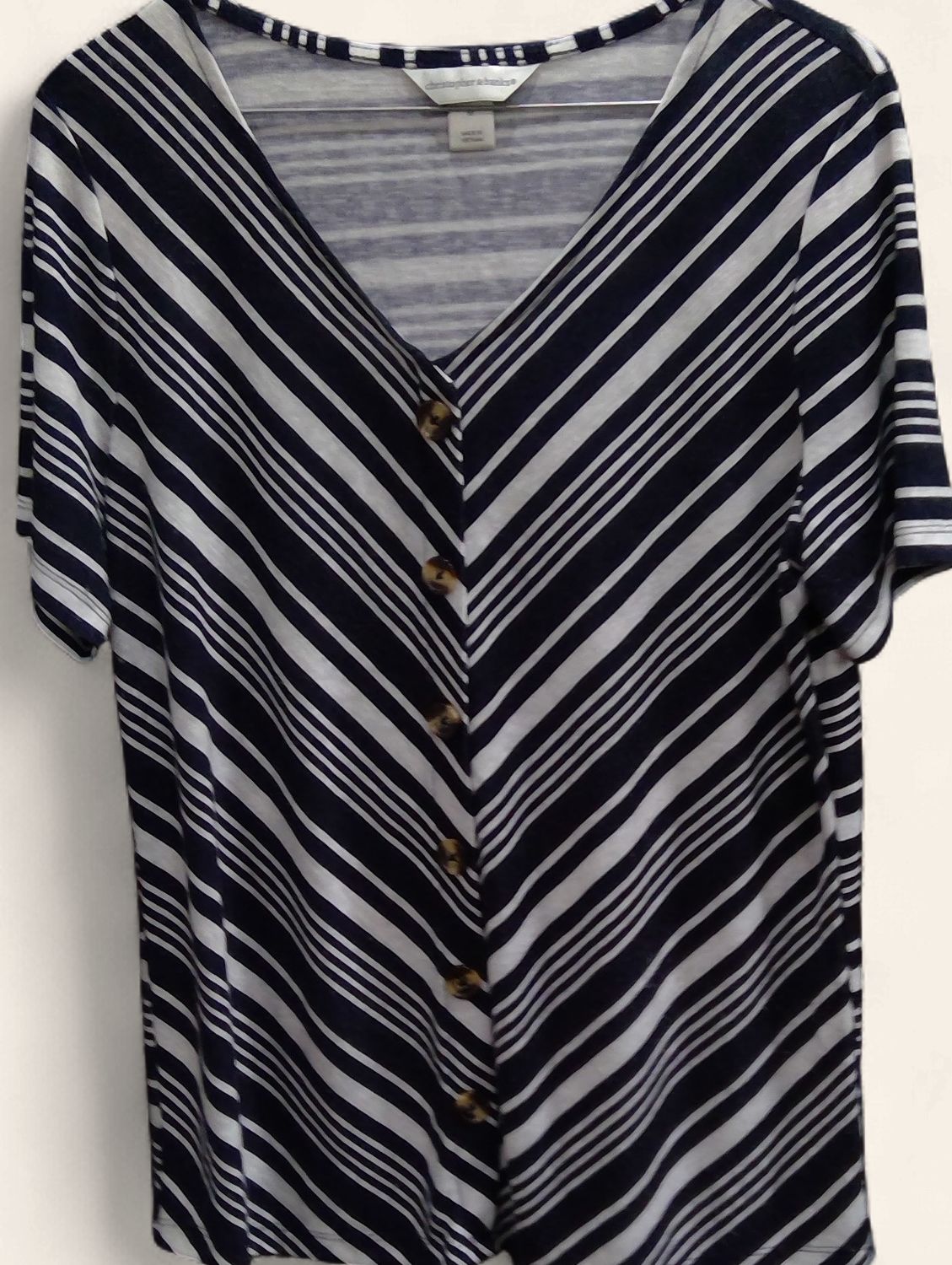 Christopher & Banks Black White Diagonal Design Size m Christopher & Banks Black White Diagonal Design Size m
