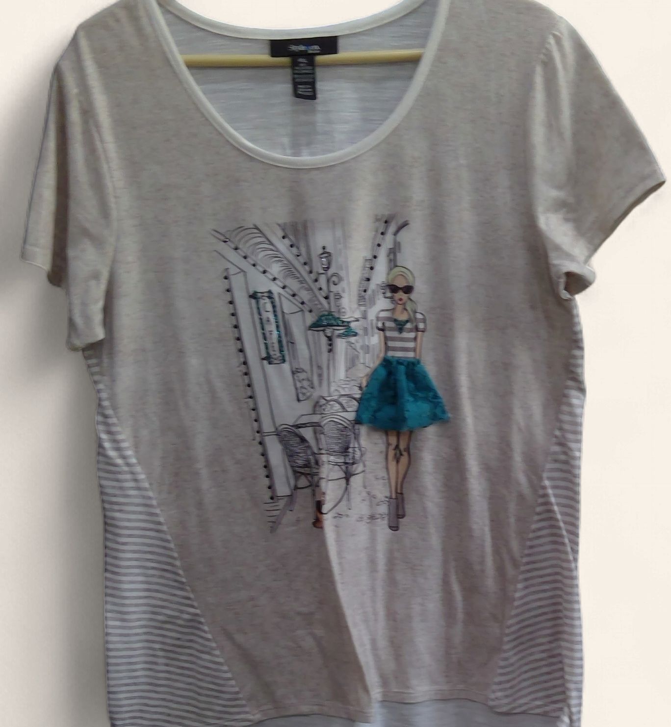 Style & Co Short Sleeve Parisian Style Striped Side Panels Size PXL Style & Co Short Sleeve Parisian Style Striped Side Panels Size PXL