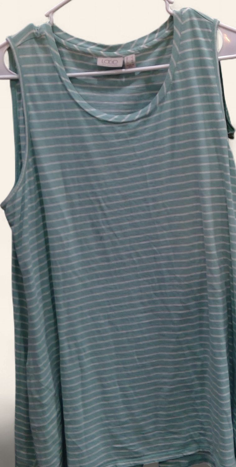 LoGo Mint Green White Striped Tank Top Size l LoGo Mint Green White Striped Tank Top Size l
