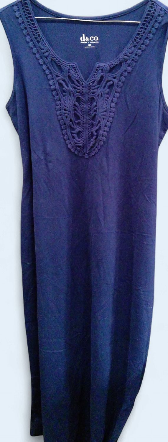 D&CO Navy Blue Dress Lace Crochet At Neck Size mp D&CO Navy Blue Dress Lace Crochet At Neck Size mp