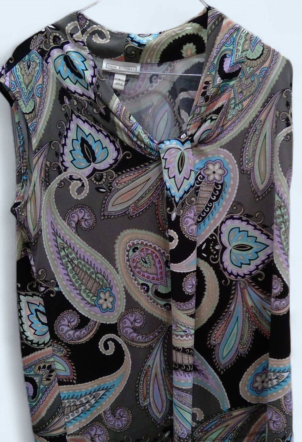 Dana Buchman Paisley Print Blouse Knot Front Size l Dana Buchman Paisley Print Blouse Knot Front Size l