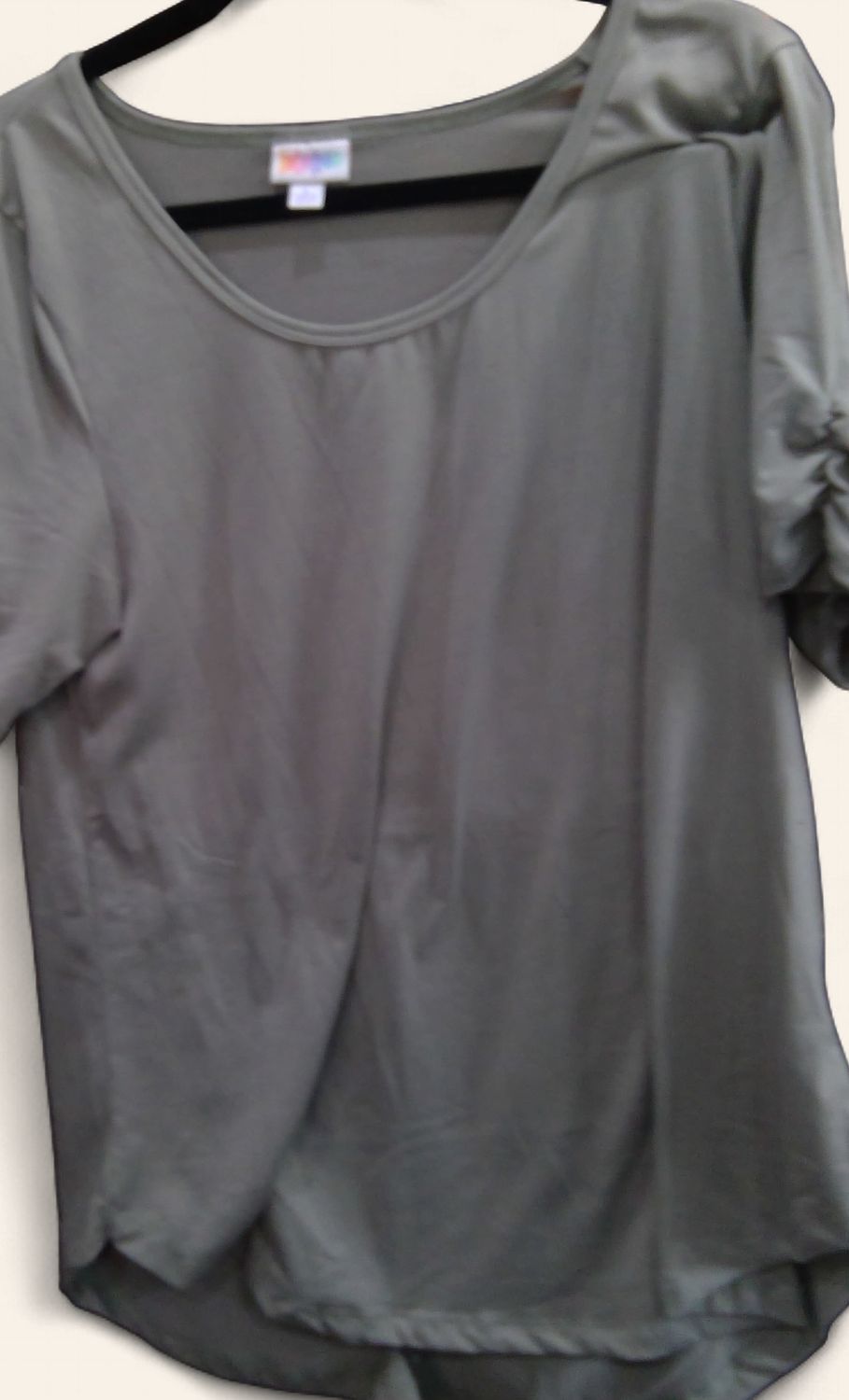 LuLaRoe Casual Short-Sleeve Top Solid Sage Green Color Size L