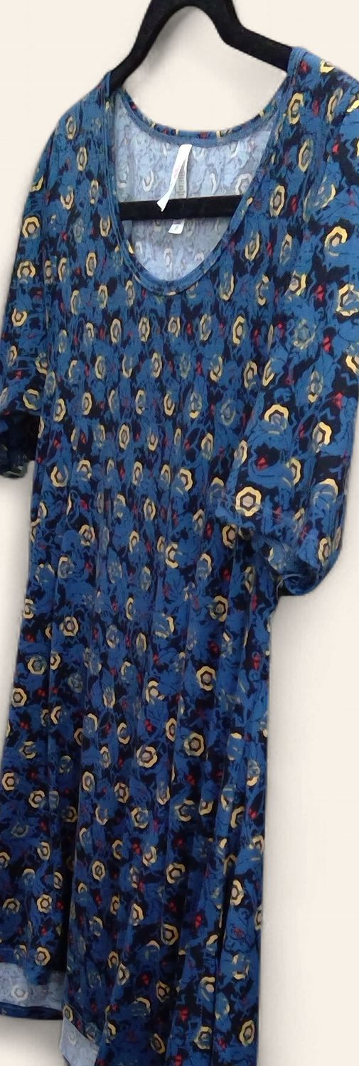 LuLaRoe Blue Floral Bold Yellow and Red Flower Size XS LuLaRoe Blue Floral Bold Yellow and Red Flower Size XS