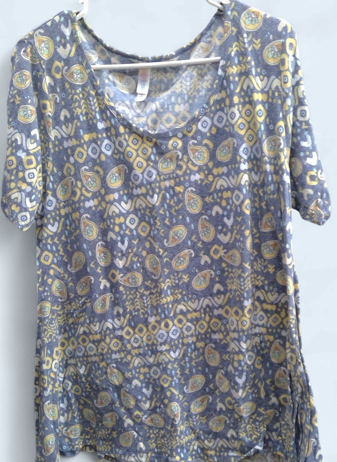 LuLaRoe Yellow Blue Paisley Pattern Size l