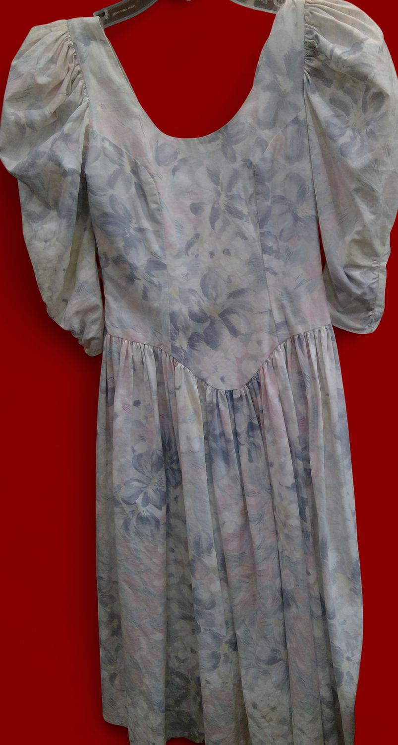 Dance Allure 1980 Dress Floral Print Ruffle Sleeves Size s