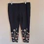 Alfani Women's Black Floral Print Skinny Leg Dress Pants Stretch Size 14 Alfani Women's Black Floral Print Skinny Leg Dress Pants Stretch Size 14