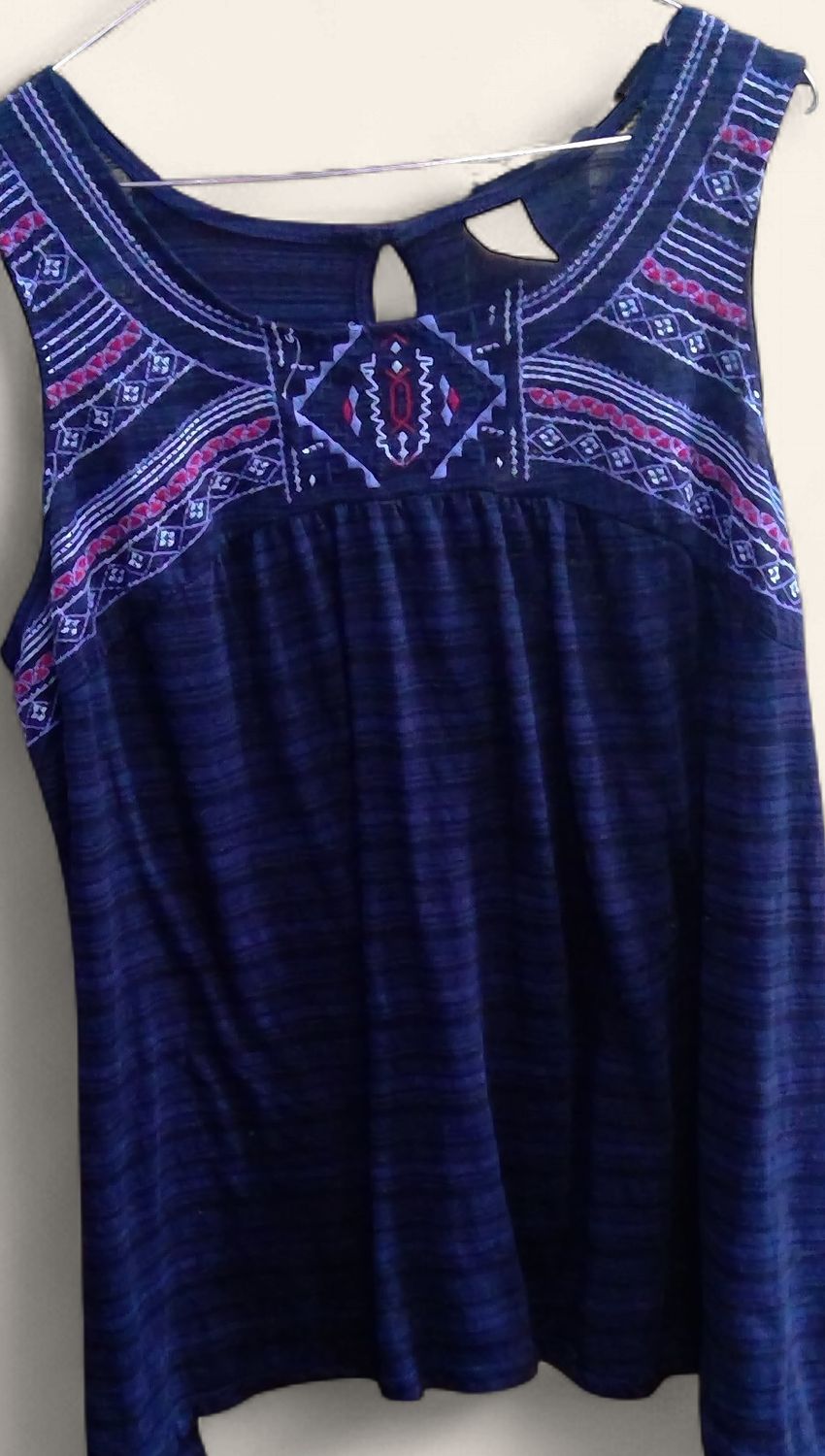 Faded Glory Navy Blue Tank Top Striped Design Size 2xl