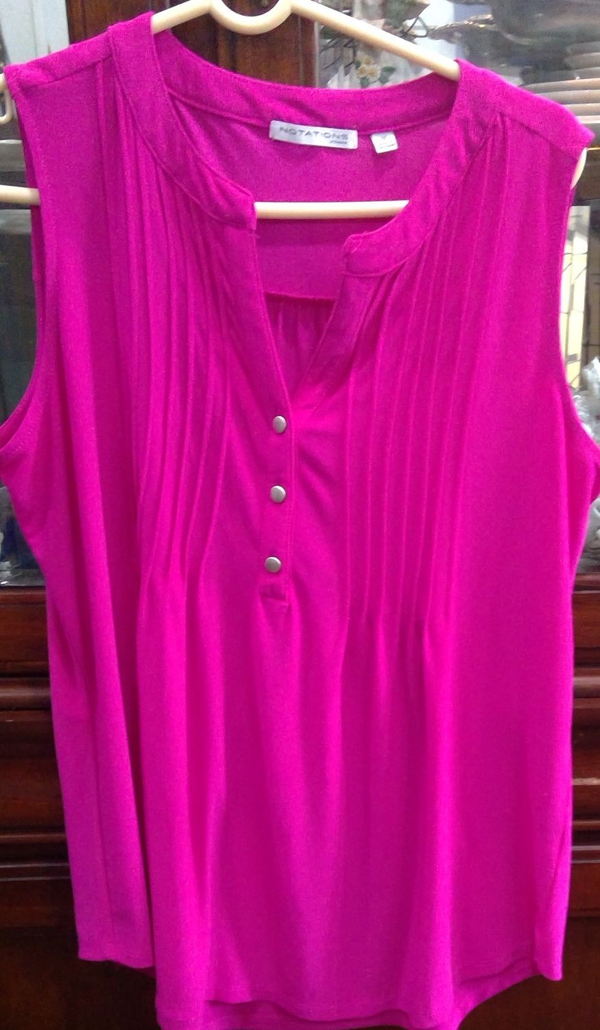 Notations Hot Pink Neckline Detail Size 1x