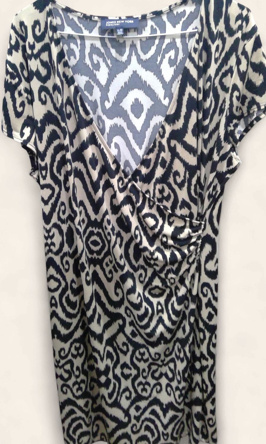 Jones New York Faux Wrap Taupe black Dress Size xl