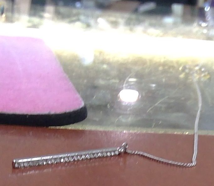 Silver Toned Necklace vertical Bar Pendant