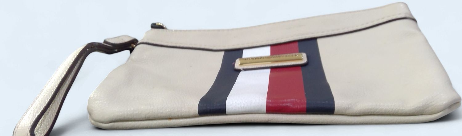 Tommy Hilfiger Beige WristletRed Blue WhiteStriped Pattern Tommy Hilfiger Beige WristletRed Blue WhiteStriped Pattern