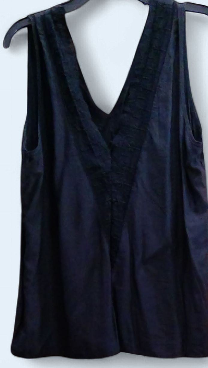 Black Sleeveless Tank Top Delicate Lace Trim Size xl