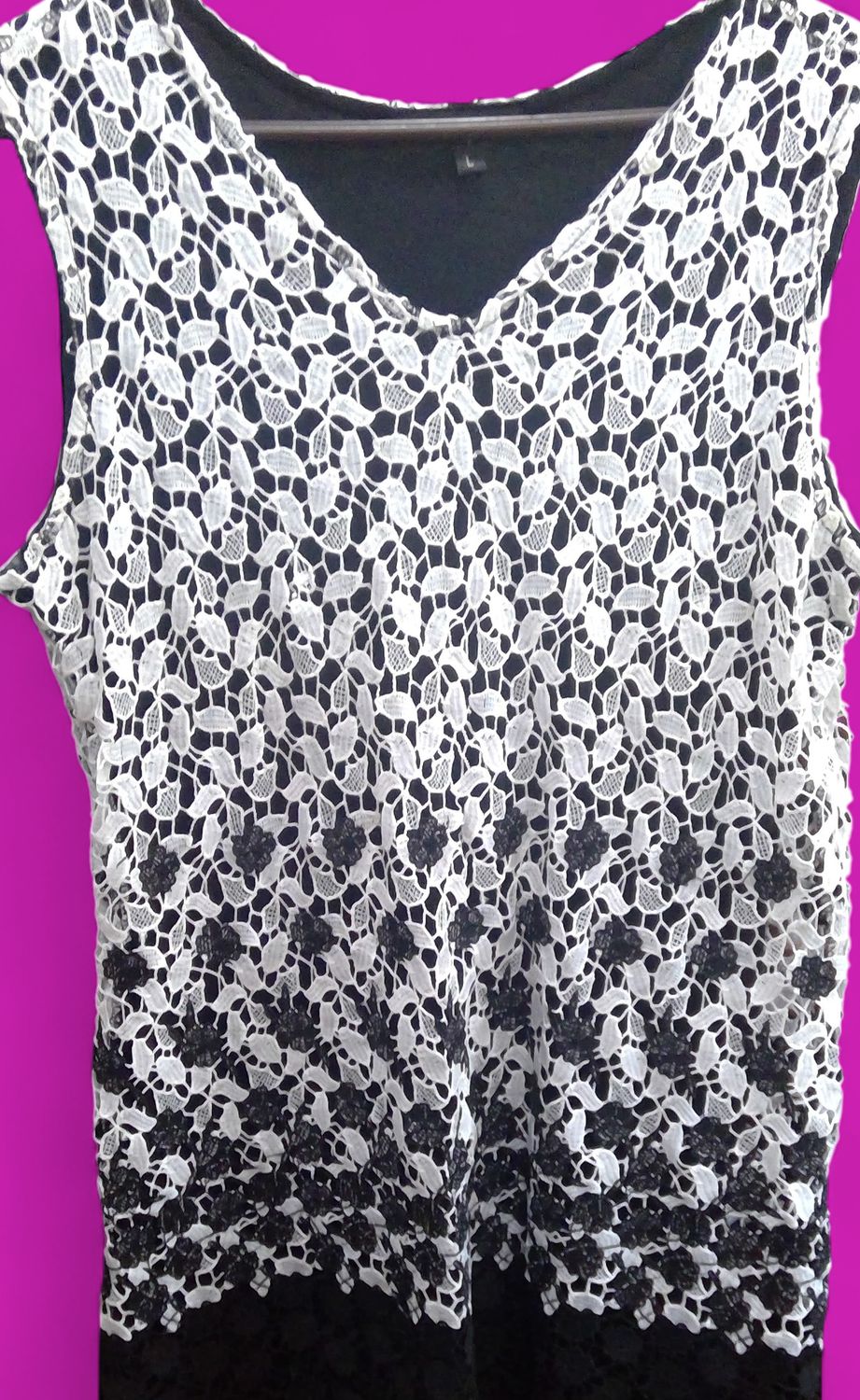 Atmosphere White Floral Crochet Overlay Black Base Size l Atmosphere White Floral Crochet Overlay Black Base Size l