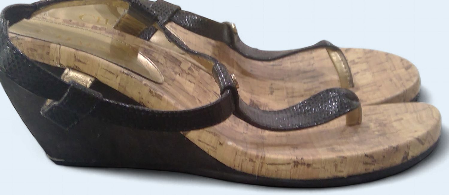 Chaps Wedge Sandals Cork Style Footbed Size 8.5 Chaps Wedge Sandals Cork Style Footbed Size 8.5