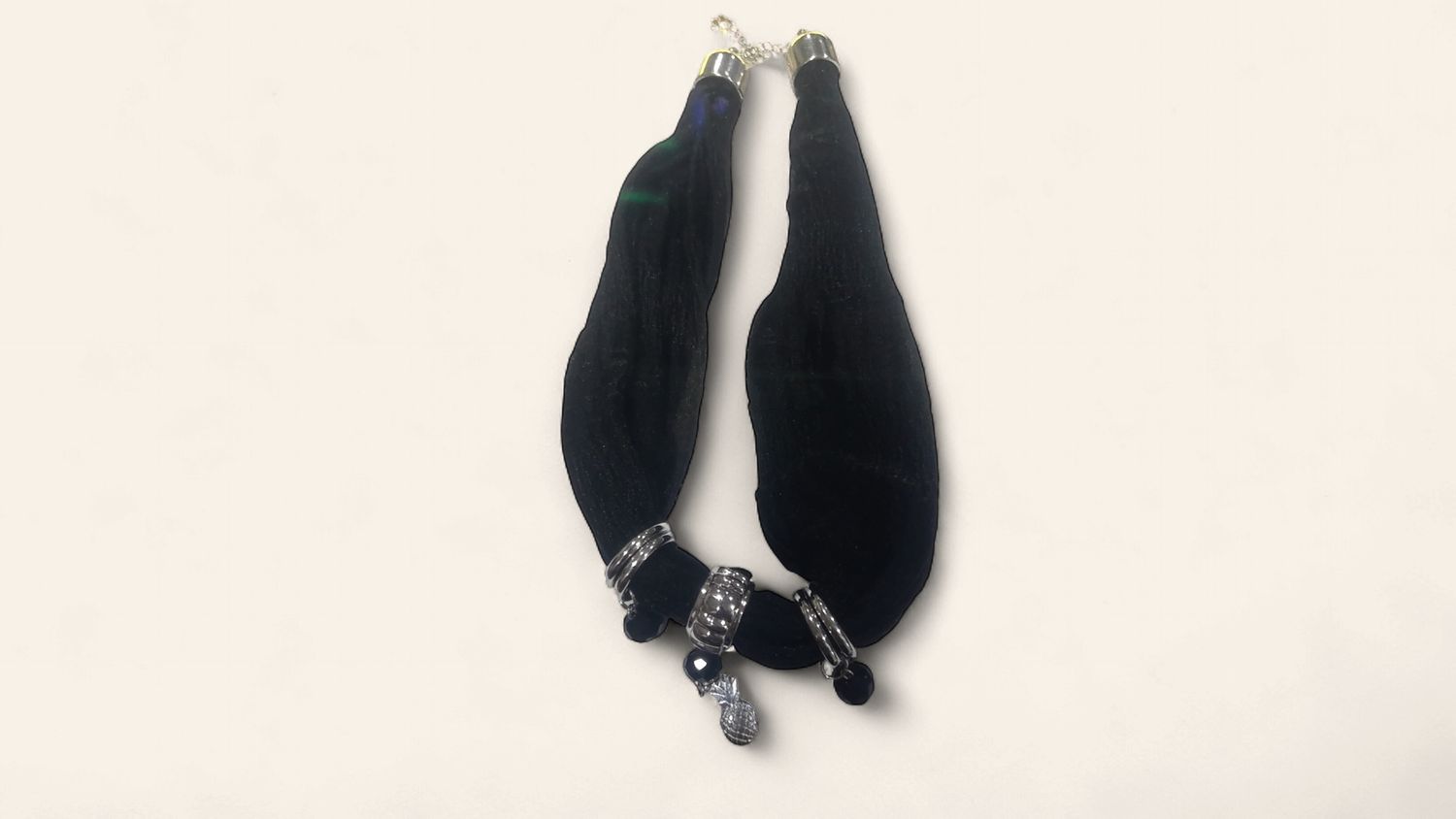 Vintage Scarf Black With Pineapple Charm
