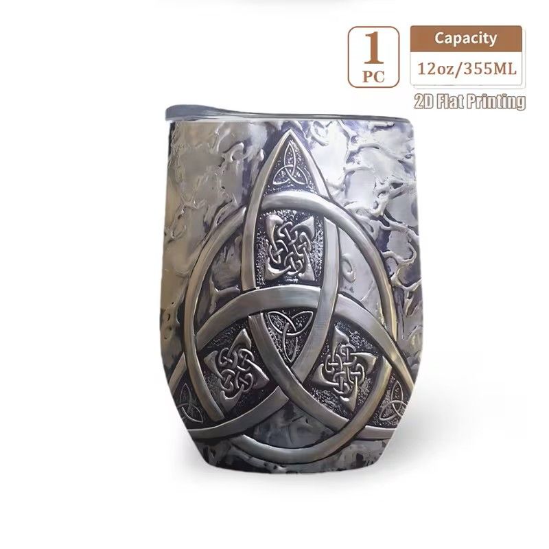 12oz Creative Egg Shaped Stainless Steel Vacuum Insulated Coffee Cup with Celtic Knot Design Coffee Carafe Tea Pot, Gift for Office Work, Outdoor Camping, Home Use, Traveling 12oz Creative Egg Shaped Stainless Steel Vacuum Insulated Coffee Cup with Celtic Knot Design Coffee Carafe Tea Pot, Gift for Office Work, Outdoor Camping, Home Use, Traveling
