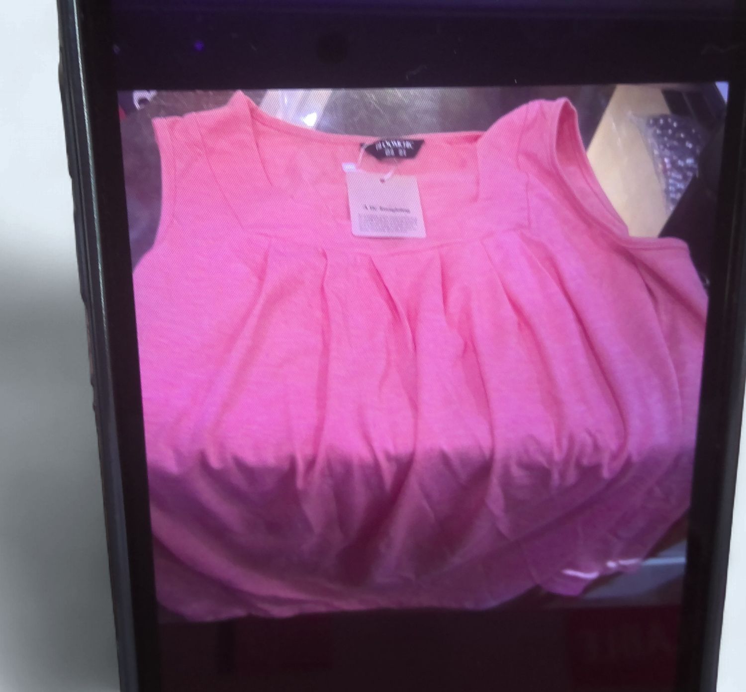 Pink Bloom chic Tank Top Front Pleats Size Med Pink Bloom chic Tank Top Front Pleats Size Med