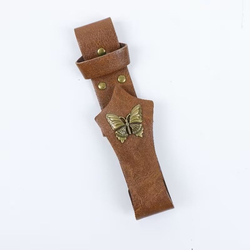 Butterfly Waist Bag Cover, Medieval Style Dress Accessory Leather Pouch