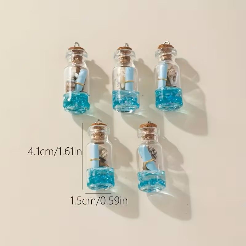 Ocean Style Blue Drift Bottle Pendant Set