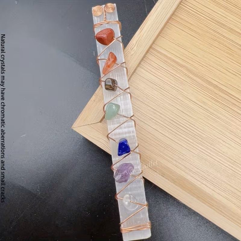 7 Chakra Selenite Stone Stick Loose Gemstone 7 Chakra Selenite Stone Stick Loose Gemstone