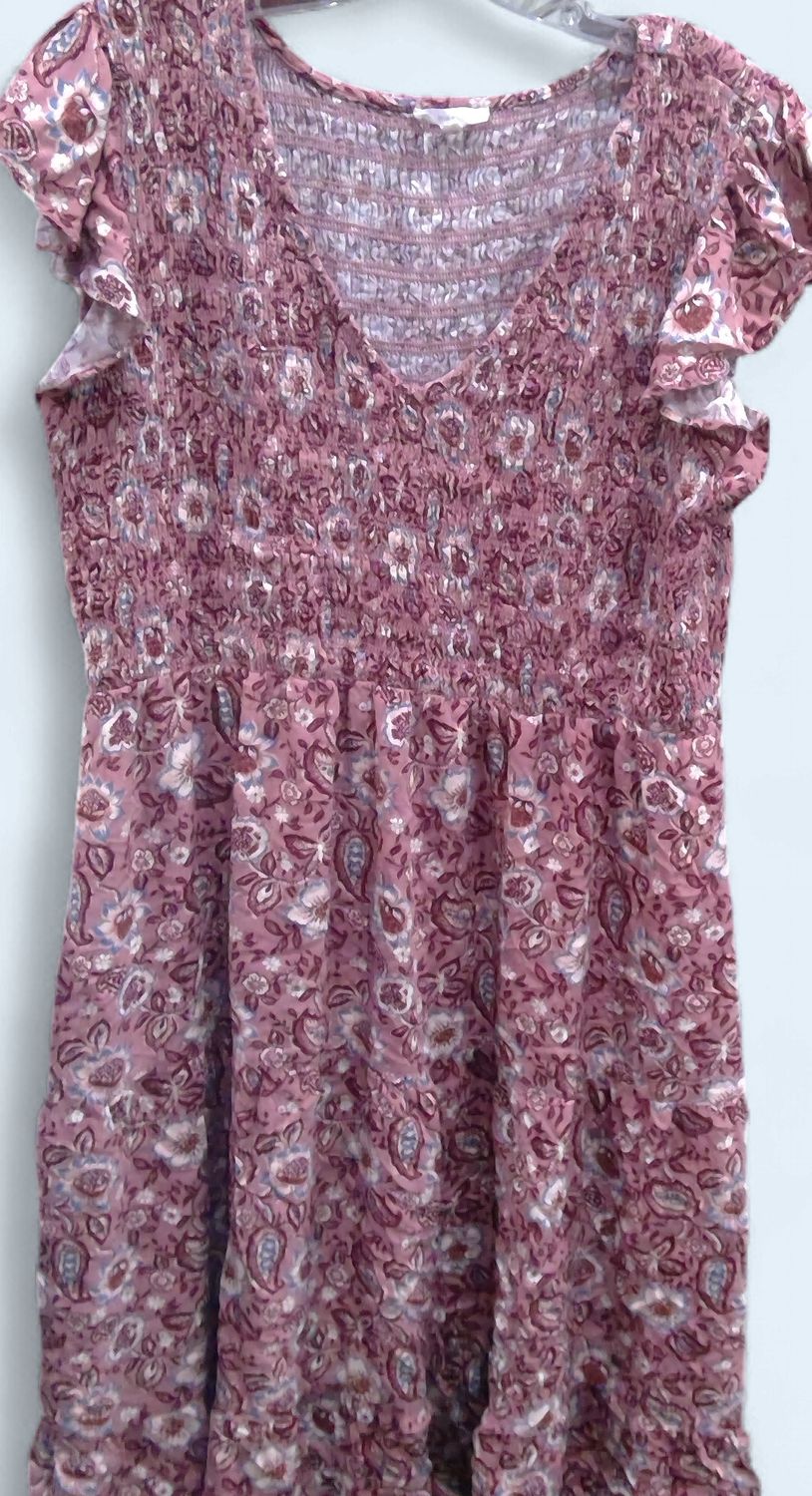 Murices Pink Floral Dress Flutter Sleeves Size 2xl Murices Pink Floral Dress Flutter Sleeves Size 2xl