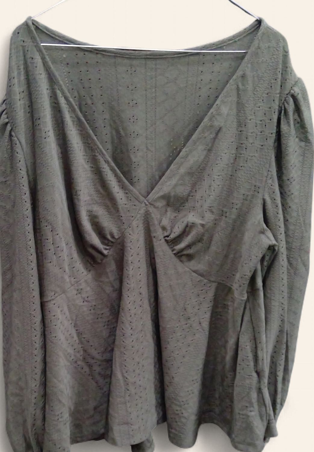 Shein Curve Olive Green Shirt Long Sleeve Gathered Bust Size 3xl Shein Curve Olive Green Shirt Long Sleeve Gathered Bust Size 3xl