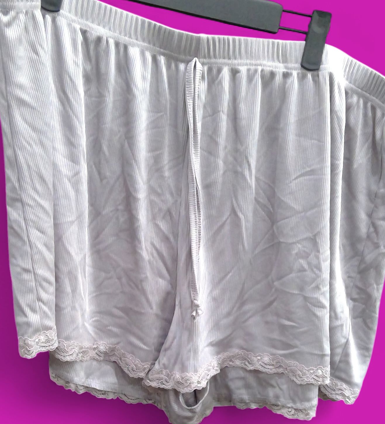 Light Grey Jersey Lounge Shorts Ribbed Lace ON legs Size 4xl