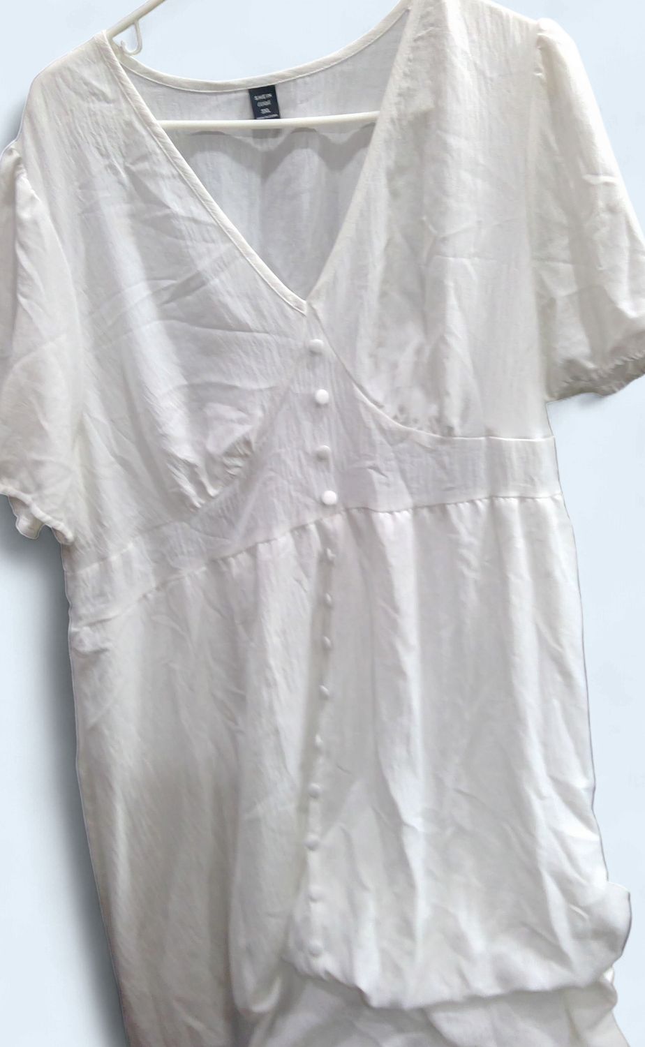 Shein White Short Sleeve Crinkle FabricDress Size 3xl Shein White Short Sleeve Crinkle FabricDress Size 3xl