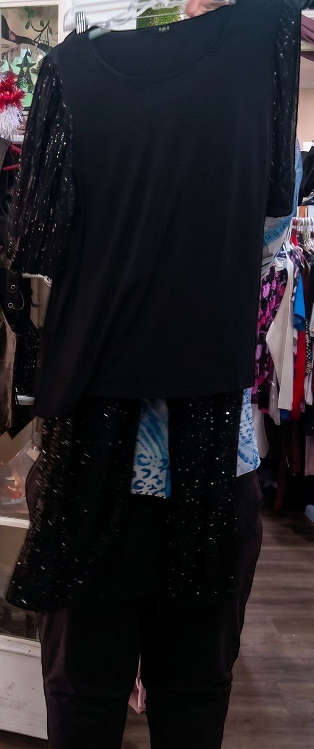 Studio 1886 Black Sequence Pants Suit Elegant Size XL Studio 1886 Black Sequence Pants Suit Elegant Size XL