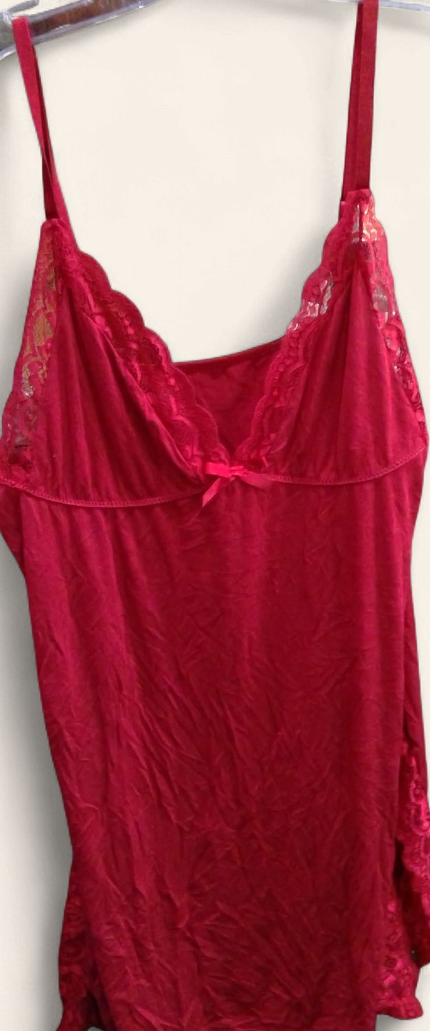 Red Lace Trim Camisole Baby doll Nightgown Size 3xl Red Lace Trim Camisole Baby doll Nightgown Size 3xl